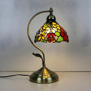 Elegant Tiffany Tapered Glass Shade Metal Table Lamp Zawala Image - 9