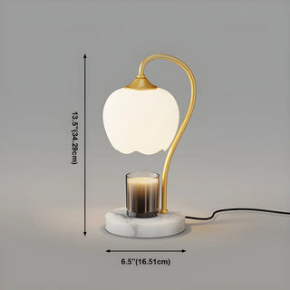 Elegant White Flower Glass Candle Melting Table Lamp Zawala #size