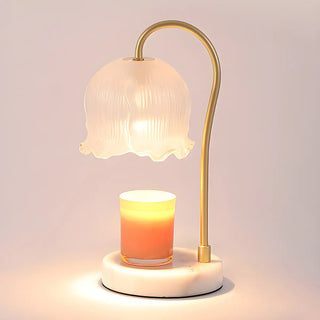 Elegant White Flower Glass Candle Melting Table Lamp Zawala Image - 3