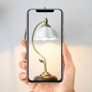 White Vintage Bell Shade Curved Bedroom Table Lamp Zawala Image - 10