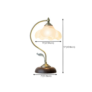 White Vintage Bell Shade Curved Bedroom Table Lamp Zawala #size