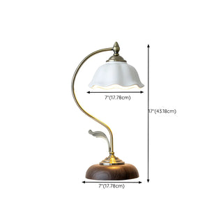 White Vintage Bell Shade Curved Bedroom Table Lamp Zawala Image - 15