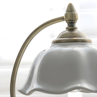 White Vintage Bell Shade Curved Bedroom Table Lamp Zawala Image - 9