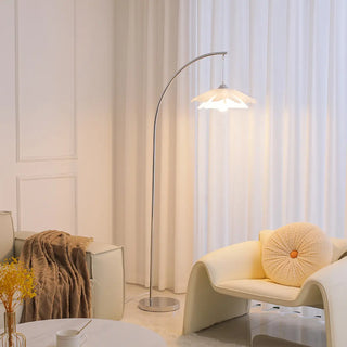 Elegant Chrome Base Flower Metal LED Floor Lamp Zawala Image - 1