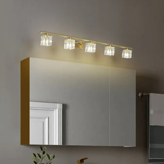 ZOWALA - Elegant Gold 5-Light Crystal Vanity Fixture Light Image - 1