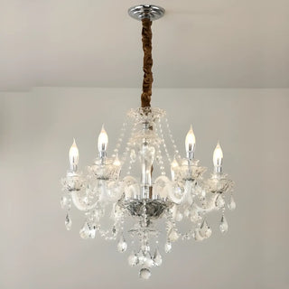 ZOWALA - Crystal Clear Living Room Adjustable Candelabra Chandelier Image - 4