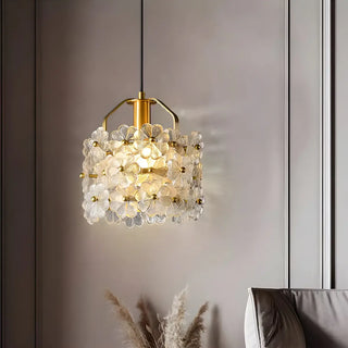 Elegant Cylinder Flower Clear Glass Pendant Light Zawala Image - 1