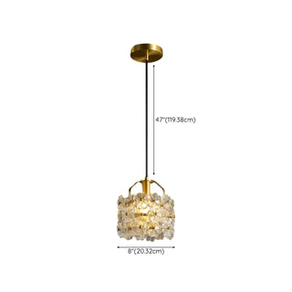 Elegant Cylinder Flower Clear Glass Pendant Light Zawala #size