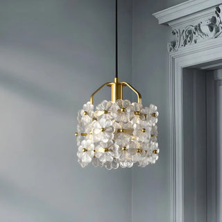 Elegant Cylinder Flower Clear Glass Pendant Light Zawala Image - 3