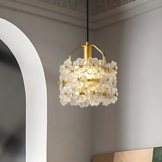 Elegant Cylinder Flower Clear Glass Pendant Light Zawala Image - 4
