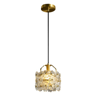Elegant Cylinder Flower Clear Glass Pendant Light Zawala Image - 5