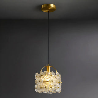 Elegant Cylinder Flower Clear Glass Pendant Light Zawala Image - 6