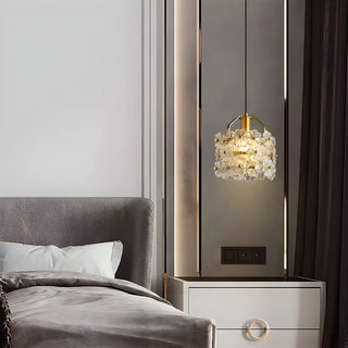 Elegant Cylinder Flower Clear Glass Pendant Light Zawala Image - 9