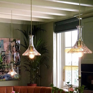 Modern Dining Room Clear Glass Cone Pendant Light Zawala Image - 2