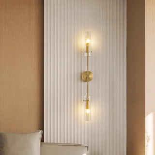 Vertical Design Gold Double Glass Tube Wall Sconce Zawala Image - 1