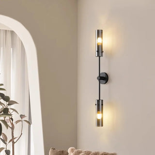 Vertical Design Gold Double Glass Tube Wall Sconce Zawala Image - 2