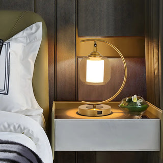 Elegant Golden Curved Clear Glass Shade Table Lamp Zawala Image - 1
