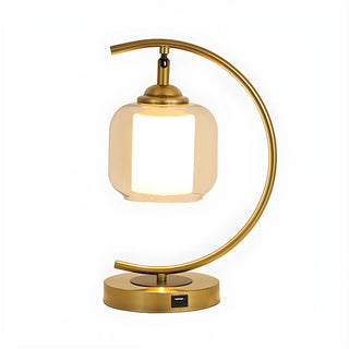 Elegant Golden Curved Clear Glass Shade Table Lamp Zawala Image - 12