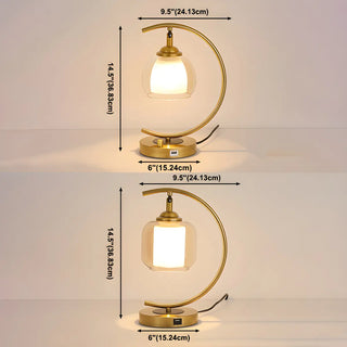 Elegant Golden Curved Clear Glass Shade Table Lamp Zawala #size