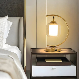 Elegant Golden Curved Clear Glass Shade Table Lamp Zawala Image - 2