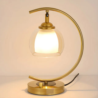 Elegant Golden Curved Clear Glass Shade Table Lamp Zawala Image - 4