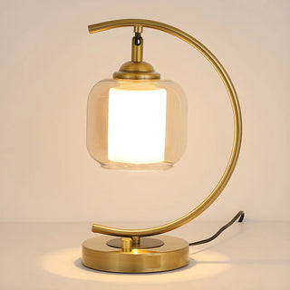 Elegant Golden Curved Clear Glass Shade Table Lamp Zawala Image - 5