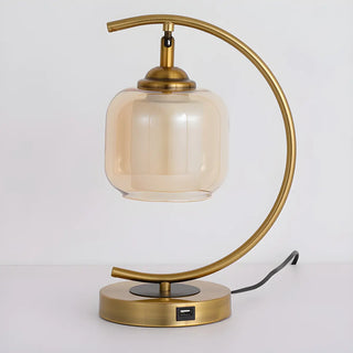 Elegant Golden Curved Clear Glass Shade Table Lamp Zawala Image - 6