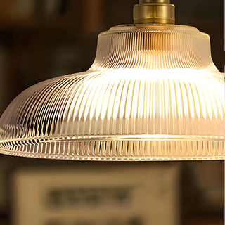 ZOWALA - Modern Wood Accents Cone Clear Glass Bedroom Pendant Light Image - 11