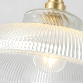 ZOWALA - Modern Wood Accents Cone Clear Glass Bedroom Pendant Light Image - 12