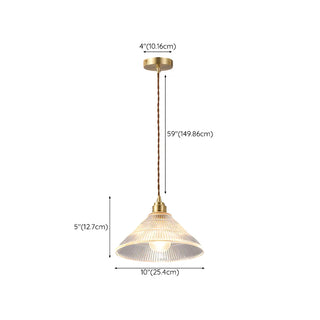 ZOWALA - Modern Wood Accents Cone Clear Glass Bedroom Pendant Light Image - 16