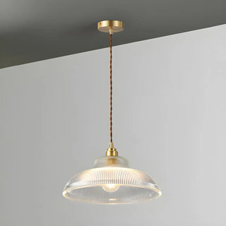 ZOWALA - Modern Wood Accents Cone Clear Glass Bedroom Pendant Light Image - 8