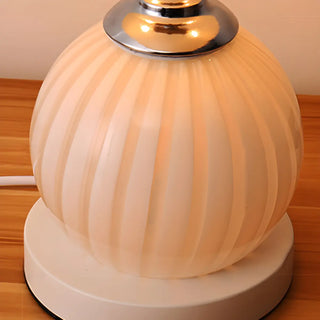 Elegant White Dome Globe Base Glass Bedroom Table Lamp Zawala Image - 11