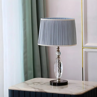 Classic Fabric Drum Shade Crystal Base Table Lamp Zawala Image - 10