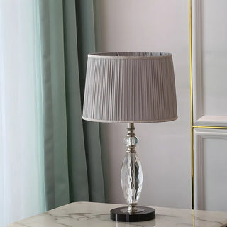 Classic Fabric Drum Shade Crystal Base Table Lamp Zawala Image - 11