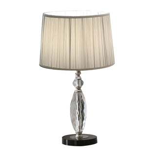 Classic Fabric Drum Shade Crystal Base Table Lamp Zawala Image - 16