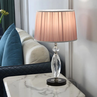 Classic Fabric Drum Shade Crystal Base Table Lamp Zawala Image - 9