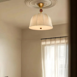 ZOWALA - Bedroom Fabric Flower Pattern Bedroom Drum Chandelier Image - 3
