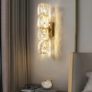 Trendy Multi-Faceted Gold Crystal Bedroom Wall Lamp Zawala Image - 1