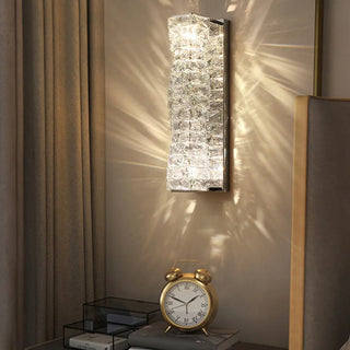 Trendy Multi-Faceted Gold Crystal Bedroom Wall Lamp Zawala Image - 3
