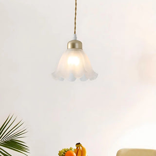 Elegant Floral Glass Pendant Light Adjustable Height Zawala Image - 1