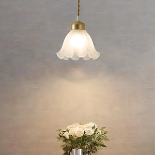 Elegant Floral Glass Pendant Light Adjustable Height Zawala Image - 2