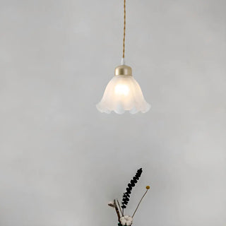 Elegant Floral Glass Pendant Light Adjustable Height Zawala Image - 3