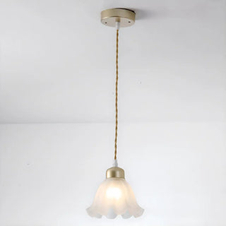 Elegant Floral Glass Pendant Light Adjustable Height Zawala Image - 4