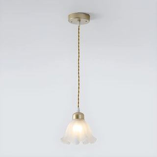 Elegant Floral Glass Pendant Light Adjustable Height Zawala Image - 6