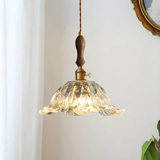 Elegant Modern Flower Clear Glass Pendant Light Zawala Image - 2