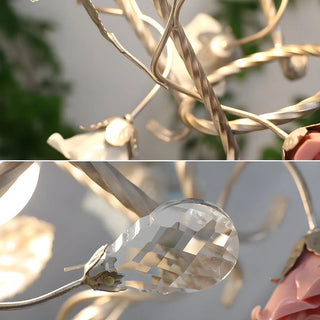 Elegant French White Metal Floral Pink Rose Pendant Light Zawala Image - 10