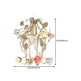 Elegant French White Metal Floral Pink Rose Pendant Light Zawala #size