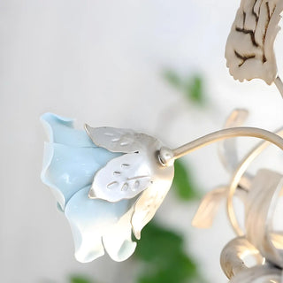 Elegant French White Metal Floral Pink Rose Pendant Light Zawala Image - 5