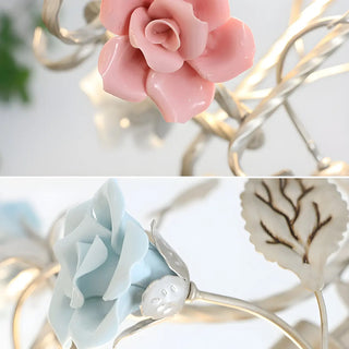 Elegant French White Metal Floral Pink Rose Pendant Light Zawala Image - 9