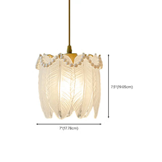 ZOWALA - Elegant Bedroom Feather Round Glass Pendant Light #size